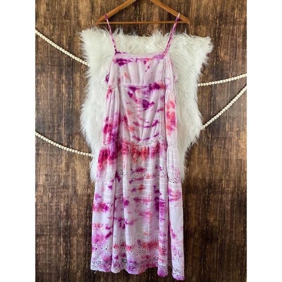 Free People | Tie Dye Eyelet Maxi Dress Large - Picture 6 of 6